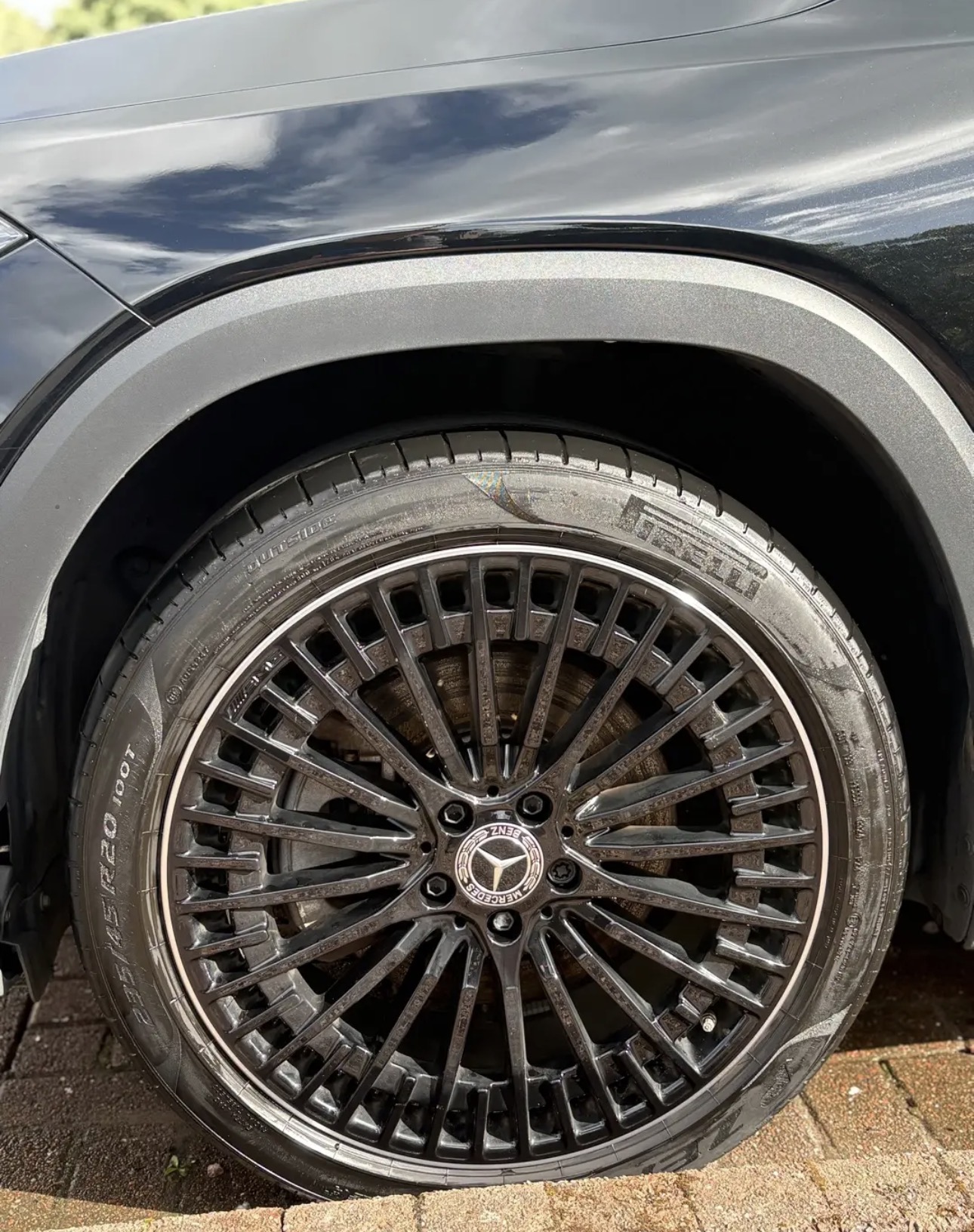 Detailed Mercedes alloy wheel and tyre